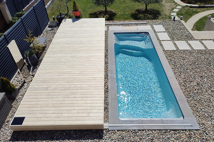 TERRASSE MOBILE POUR PISCINE (terrasse de piscine coulissante, réglable)